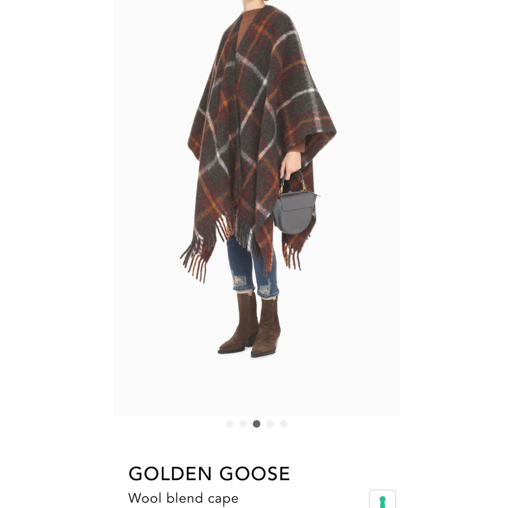 Golden Goose Alpaca Mohair Plaid Wrap Shawl Cape One Size Quiet Luxury Italy - Picture 2 of 12